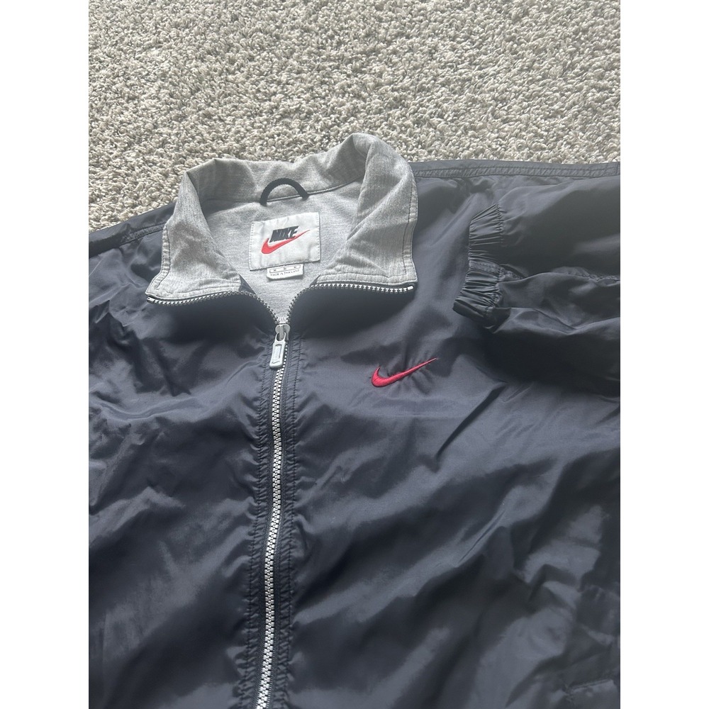 Vintage 90s Nike Black Full-Zip Windbreaker Track Jacket Size Medium